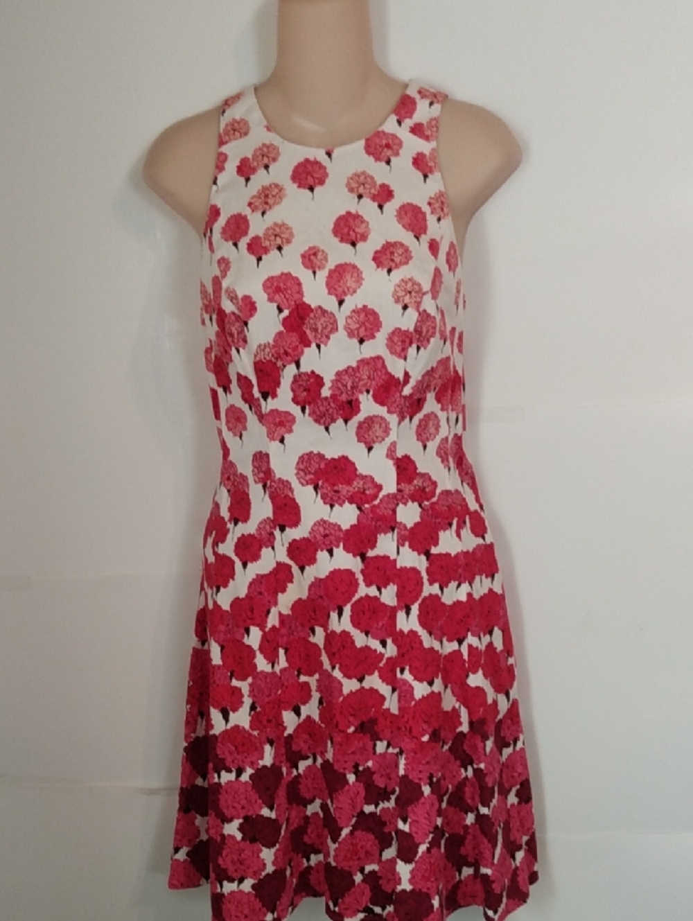 Pink Peonies Garden Party White Cotton Natural Fiber A-line Dress